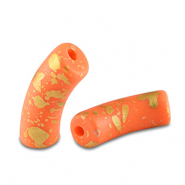Kralen van acryl tube matt Orange-gold