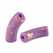 Kralen van acryl tube shiny Purple-gold