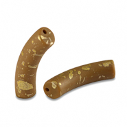 Kralen van acryl tube matt Brown-gold