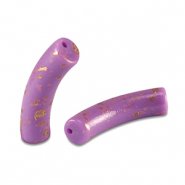 Kralen van acryl tube shiny Purple-gold