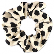 Scrunchie haarelastiek dots White-black