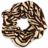 Scrunchie haarelastiek zebra print Cashmere white-brown
