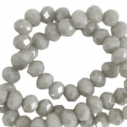 Facet kralen top quality disc 3x2mm Cloudy grey-pearl shine coating