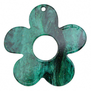 Hangers van resin bloem glitter Multicolor green