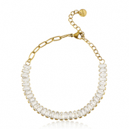 Armbanden van Stainless steel Roestvrij staal (RVS) Goud-crystal