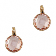 Hanger van crystal glas 7mm Light pink-gold