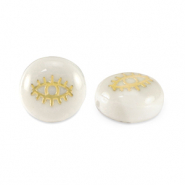 Glas kralen rondellen shell look eye White-gold