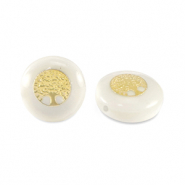 Glas kralen rondellen shell look tree of life White-gold