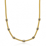 Snake kettingen van Stainless steel Roestvrij staal (RVS) crystal Gold-black