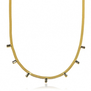Snake kettingen van Stainless steel Roestvrij staal (RVS) crystal Gold-black