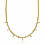 Snake kettingen van Stainless steel Roestvrij staal (RVS) crystal Gold-crystal