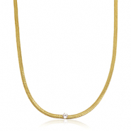 Snake kettingen van Stainless steel Roestvrij staal (RVS) crystal Gold-crystal