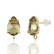Crystal Glass oorbellen / oorstekers met oogje drop Brown-gold