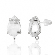 Crystal Glass oorbellen / oorstekers met oogje drop Crystal-silver