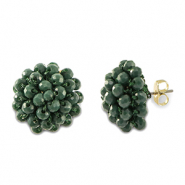 Oorbellen van facet met oogje Dark green