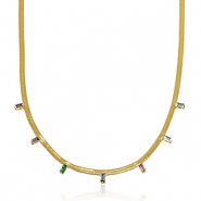 Snake kettingen van Stainless steel Roestvrij staal (RVS) crystal Gold-multicolour
