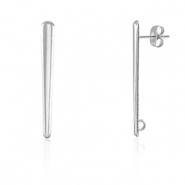Benodigdheden van Stainless steel Roestvrij staal (RVS) oorbellen / oorsteker oval met oogje Silver