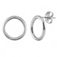 Benodigdheden van Stainless steel Roestvrij staal (RVS) oorbellen / oorsteker 14mm Silver
