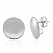 Benodigdheden van Stainless steel Roestvrij staal (RVS) oorbellen / oorsteker met oogje 15mm Silver