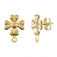 Benodigdheden van Stainless steel Roestvrij staal (RVS) oorbellen / oorsteker flower met oogje Gold
