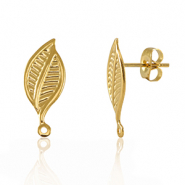 Benodigdheden van Stainless steel Roestvrij staal (RVS) oorbellen / oorsteker leaf met oogje Gold