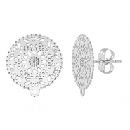 Benodigdheden van Stainless steel Roestvrij staal (RVS) oorbellen / oorsteker 15mm met oogje Silver