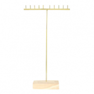 Sieraden display T-vorm voor kettingen met houten voet Natural-gold