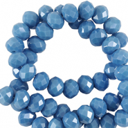 Facet kralen top quality disc 6x4mm Seaport blue-pearl shine coating