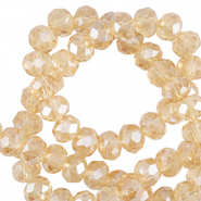 Facet kralen top quality disc 6x4mm Marigold yellow-pearl shine coating