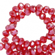 Facet kralen top quality disc 4x3mm Raisin torte red-pearl shine coating