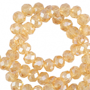 Facet kralen top quality disc 4x3mm Marigold yellow-pearl shine coating