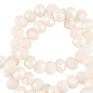 Facet kralen top quality disc 3x2mm Vanilla white-pearl shine coating