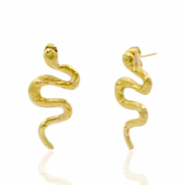 Oorbellen van Stainless steel Roestvrij staal (RVS) oorsteker snake Goud