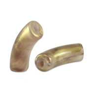 Acryl kralen tube shiny Golden taupe