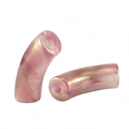 Acryl kralen tube shiny Golden vintage pink