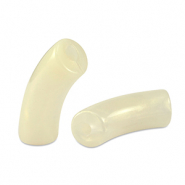 Acryl kralen tube shiny Golden off white