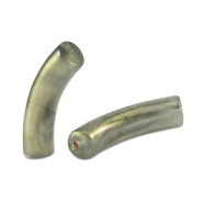 Acryl kralen tube shiny Golden ash green