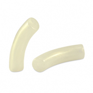 Acryl kralen tube shiny Golden off white