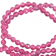 Kralen natuursteen facet geslepen 3mm Magenta pink-pearl shine coating