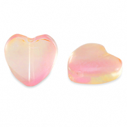 Glas kralen heart Peach pink