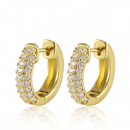 TQ metaal brass oorbellen creolen zirkonia Gold