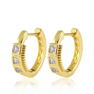 TQ metaal brass oorbellen creolen zirkonia Gold