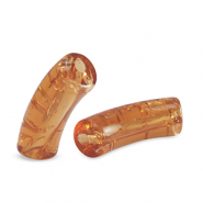 Acryl kralen tube crackle Copper brown