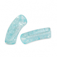 Acryl kralen tube crackle Turquoise blue