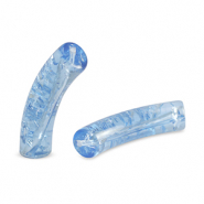 Acryl kralen tube crackle Carolina blue