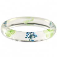 Hippe armbanden met gedroogde bloemetjes Green blue