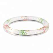 Hippe armbanden met gedroogde bloemetjes Light pink green-gold