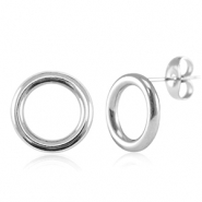 Oorbellen van Stainless steel Roestvrij staal (RVS) 12mm Zilver