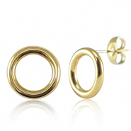 Oorbellen van Stainless steel Roestvrij staal (RVS) 12mm Goud