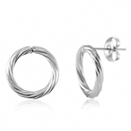 Oorbellen van Stainless steel Roestvrij staal (RVS) 14mm Zilver